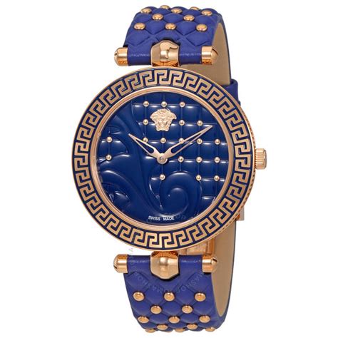 Versace VK704 0013 Women's Vanitas Leather Blue Dial 